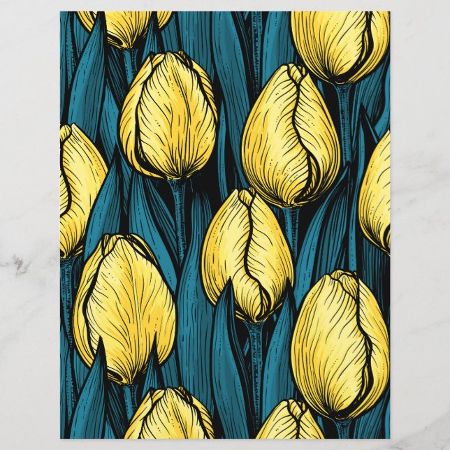 Yellow tulips with blue leaves (Front)