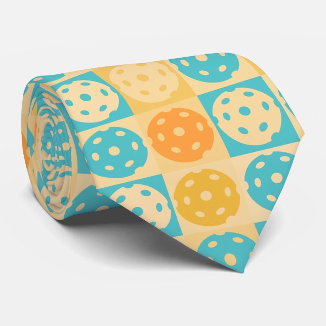 Yellow Turquoise Beach Inspired Pickleball  Tie (Rolled)
