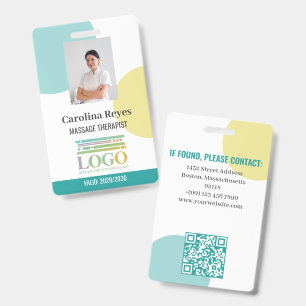 Yellow Turquoise Circles Logo ID Photo Badge
