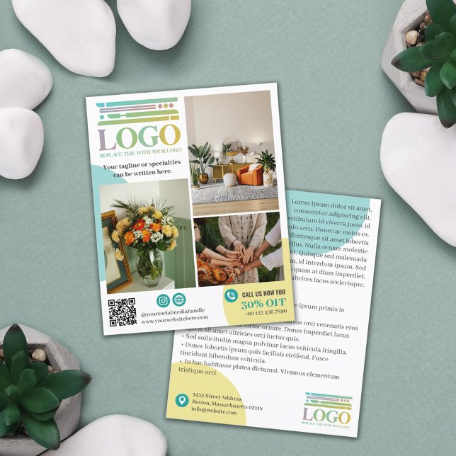 Yellow Turquoise Circles Logo Photos Promotional Flyer (Creator Uploaded)