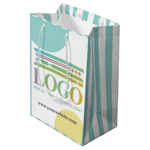 Yellow Turquoise Circles Stripes Logo Website Medium Gift Bag