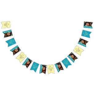 Yellow Turquoise Photo Graduation Congratulations Bunting