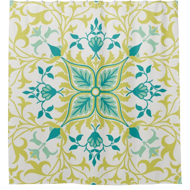 Yellow Turquoise Vine pattern (1873) by W. Morris Shower Curtain (Front)