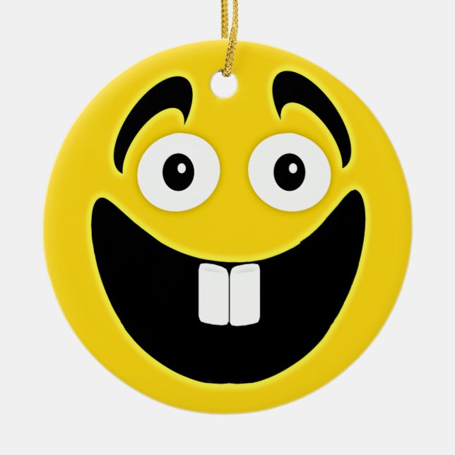 Yellow Two Front Teeth Face Ceramic Tree Decoration (Front)