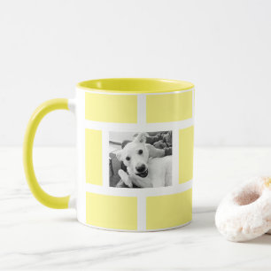 Yellow Two Photo Modern Square Design Funny Dog Mug