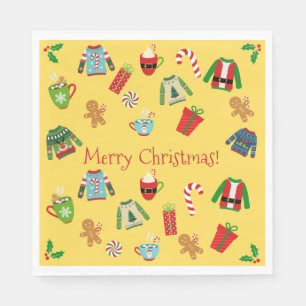 Yellow Ugly Sweater Party Napkin