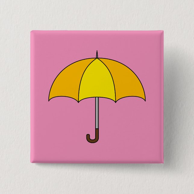 Yellow Umbrella 15 Cm Square Badge (Front)