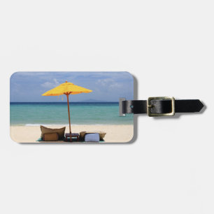 Yellow umbrella luggage tag