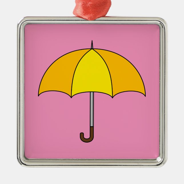 Yellow Umbrella Metal Ornament (Front)