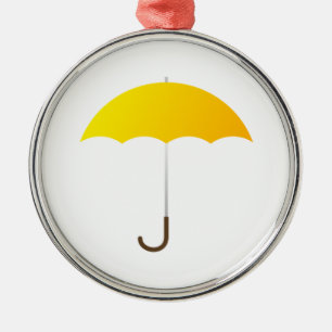 Yellow Umbrella Metal Ornament