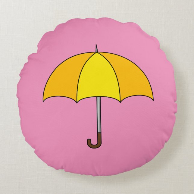 Yellow Umbrella Round Cushion (Front)