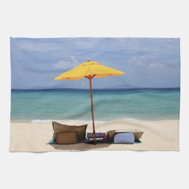 Yellow umbrella tea towel (Horizontal)