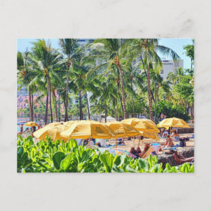 Yellow Umbrellas on the Beach Postcard
