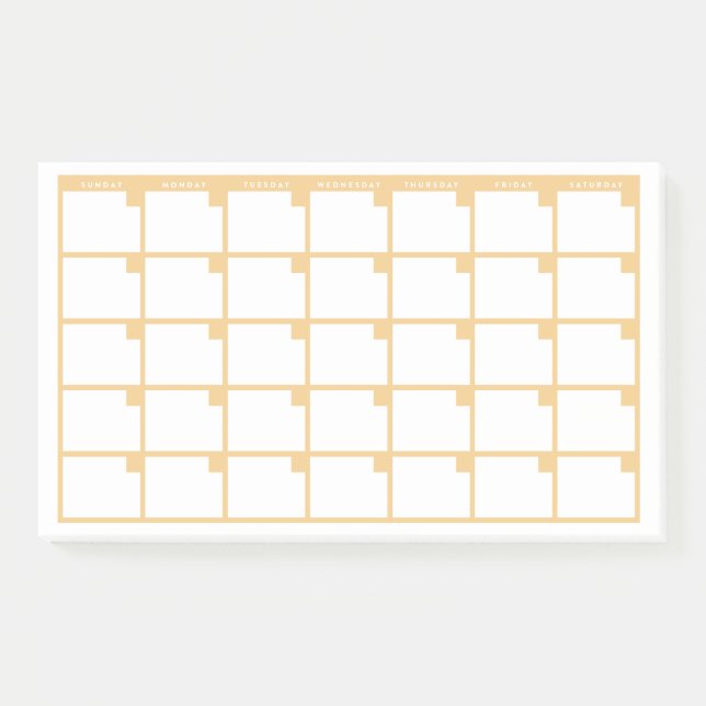Yellow Undated Post-It Note Calendar (Front)