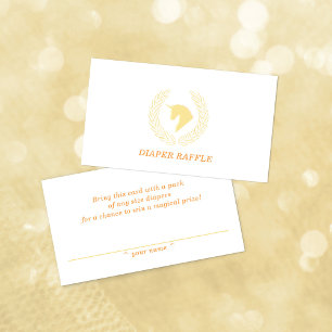 Yellow Unicorn Bust Diaper Raffle Enclosure Card