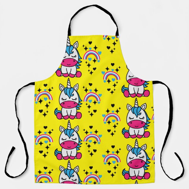 Yellow Unicorn Pony Apron (Front)