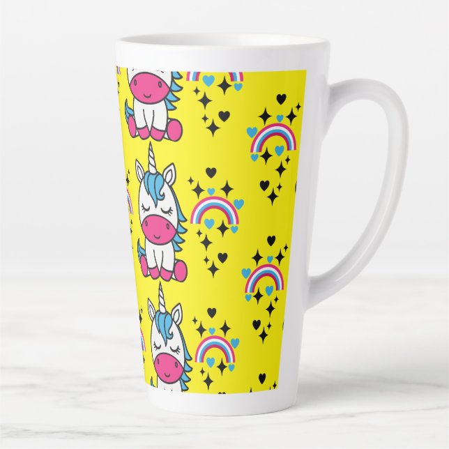 Yellow Unicorn Pony Latte Mug (Right)