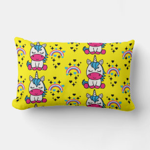 Yellow Unicorn Pony Lumbar Cushion