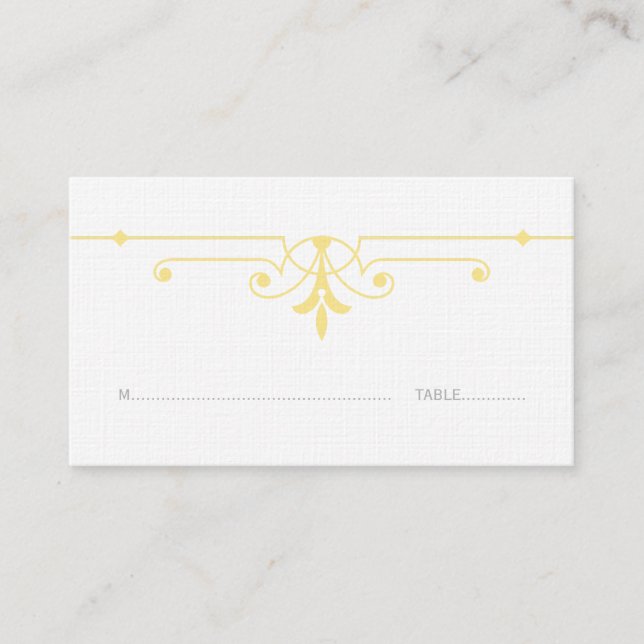Yellow v2 Fancy Ornamental Place Card (Front)