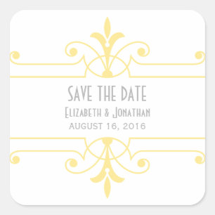 Yellow v2 Fancy Ornamental Save the Date Stickers