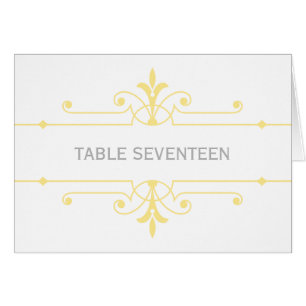 Yellow v2 Fancy Ornamental Table Number Card