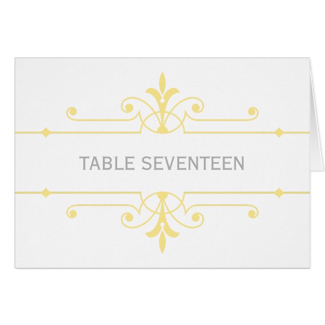 Yellow v2 Fancy Ornamental Table Number Card (Front Horizontal)