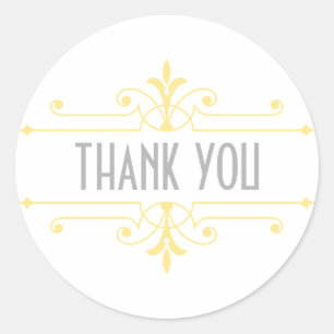 Yellow v2 Fancy Ornamental Thank You Stickers