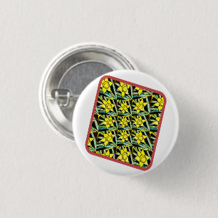 Yellow Valuable Flowers Pattern 3 Cm Round Badge