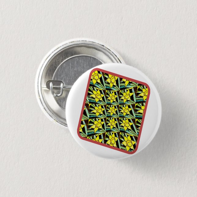 Yellow Valuable Flowers Pattern 3 Cm Round Badge (Front & Back)
