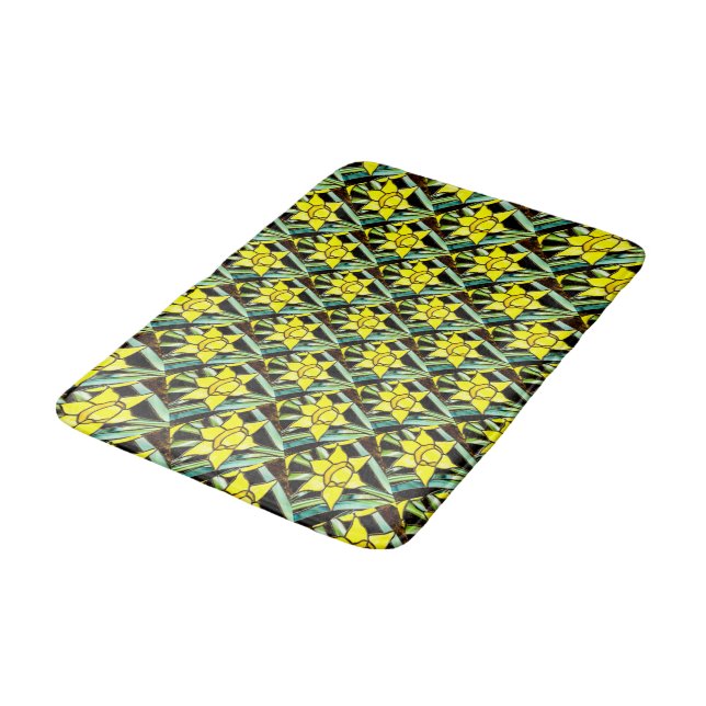 Yellow Valuable Flowers Pattern Bath Mat (Angled)