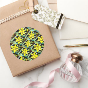 Yellow Valuable Flowers Pattern Classic Round Sticker