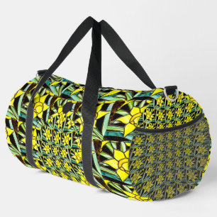 Yellow Valuable Flowers Pattern Duffle Bag