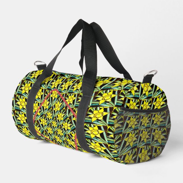 Yellow Valuable Flowers Pattern Duffle Bag (Right Corner)