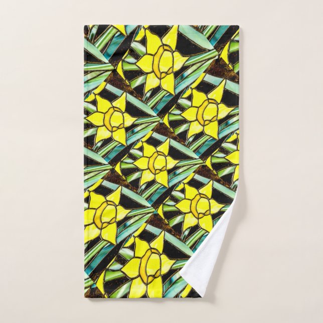 Yellow Valuable Flowers Pattern Hand Towel (Hand Towel)