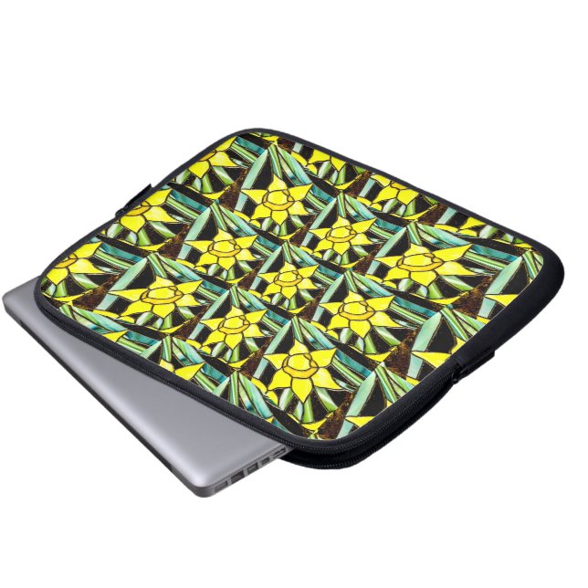 Yellow Valuable Flowers Pattern Laptop Sleeve (Front Bottom)