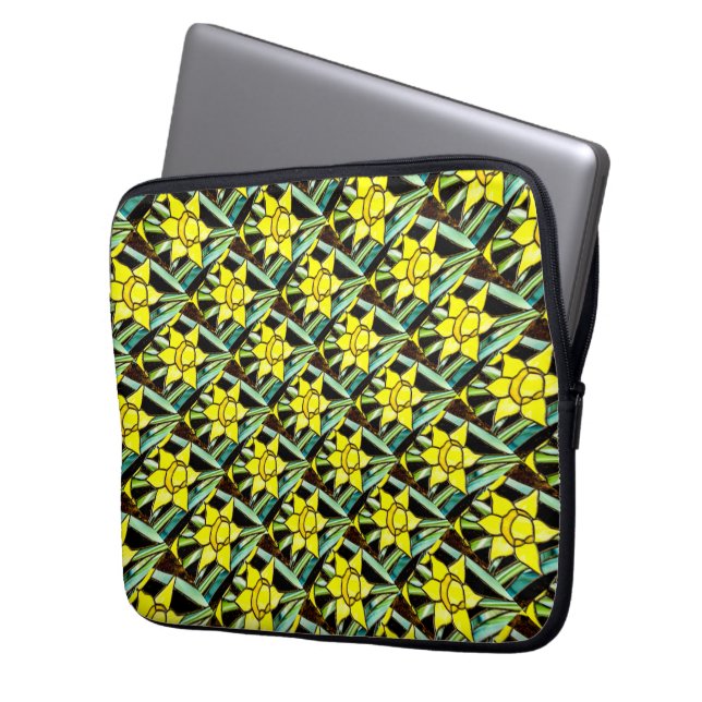 Yellow Valuable Flowers Pattern Laptop Sleeve (Front Left)