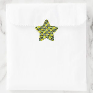 Yellow Valuable Flowers Pattern Star Sticker