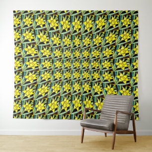 Yellow Valuable Flowers Pattern Tapestry