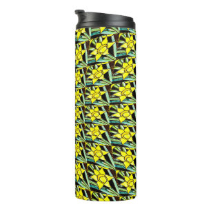 Yellow Valuable Flowers Pattern Thermal Tumbler