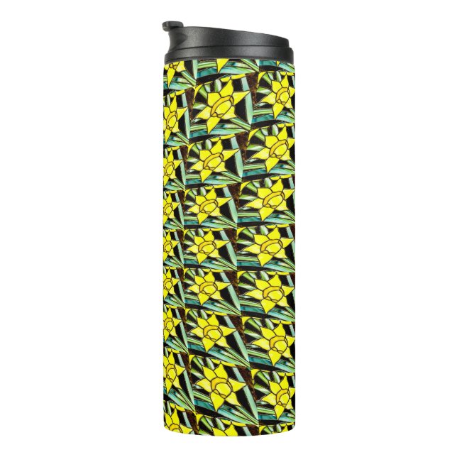 Yellow Valuable Flowers Pattern Thermal Tumbler (Rotated Right)