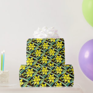 Yellow Valuable Flowers Pattern Wrapping Paper