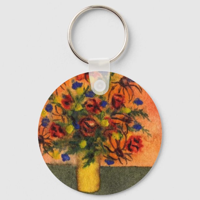 "Yellow Vase" Floral Keychain (Front)