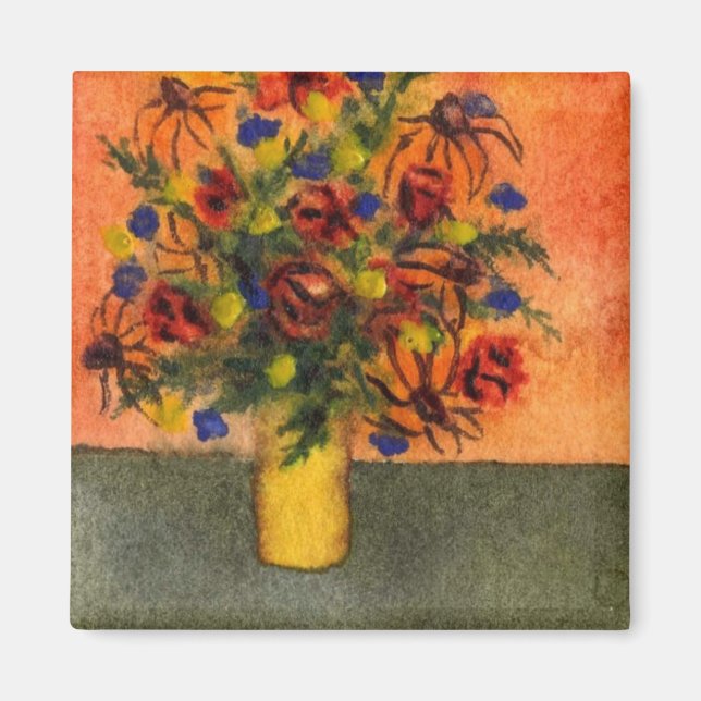 "Yellow Vase"  Floral Magnet (Front)