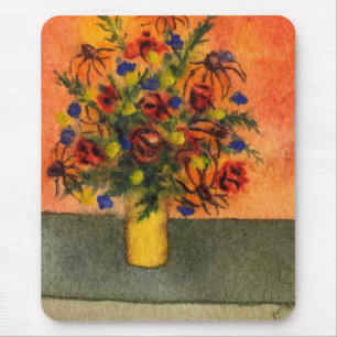 "Yellow Vase" Floral Mousepad