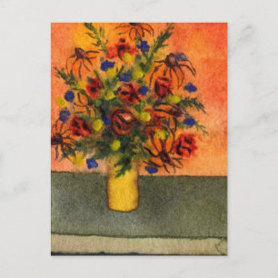 "Yellow Vase" Floral Postcard