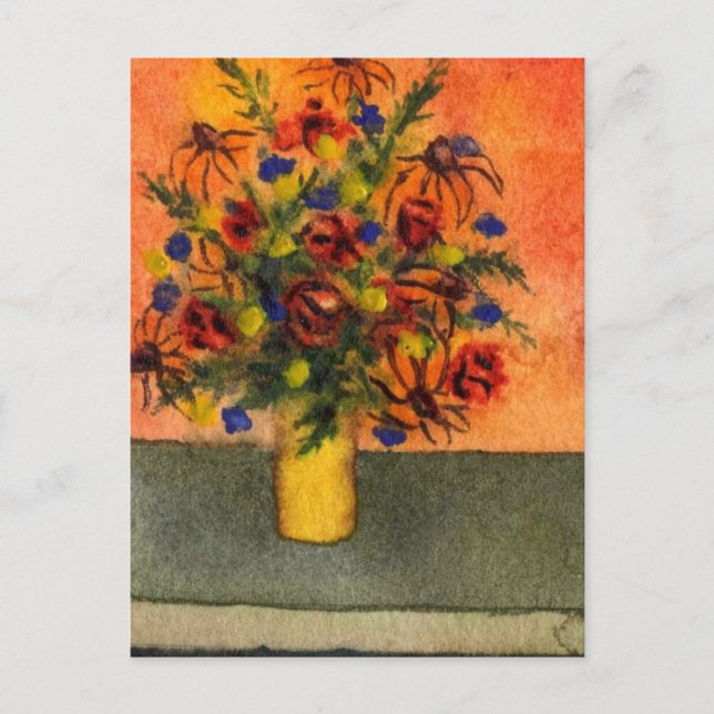 "Yellow Vase" Floral Postcard (Front)