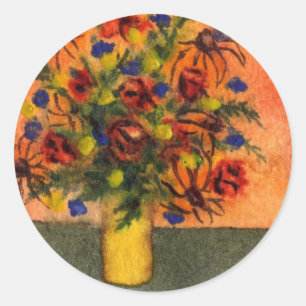 "Yellow Vase" Floral Sticker