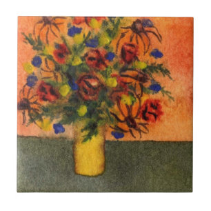 "Yellow Vase" Kitchen Garden Ceramic Tile