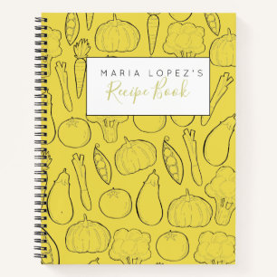 Yellow vegetable doodle personalised cook book