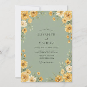 Yellow Verdant Bloom Wedding Invitation